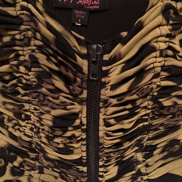 VINTAGE BETSEY JOHNSON strapless lime green and black leopard print dress! - Picture 3 of 12